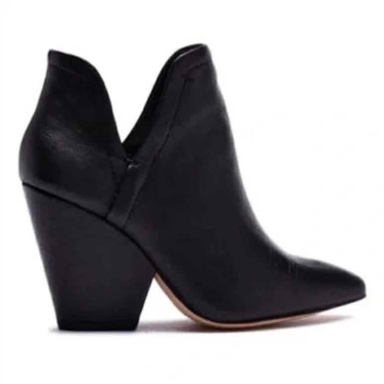 Splendid Cheryl Cone Heel Leather Black Booties